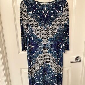 Elegant Blue Patterned Dress